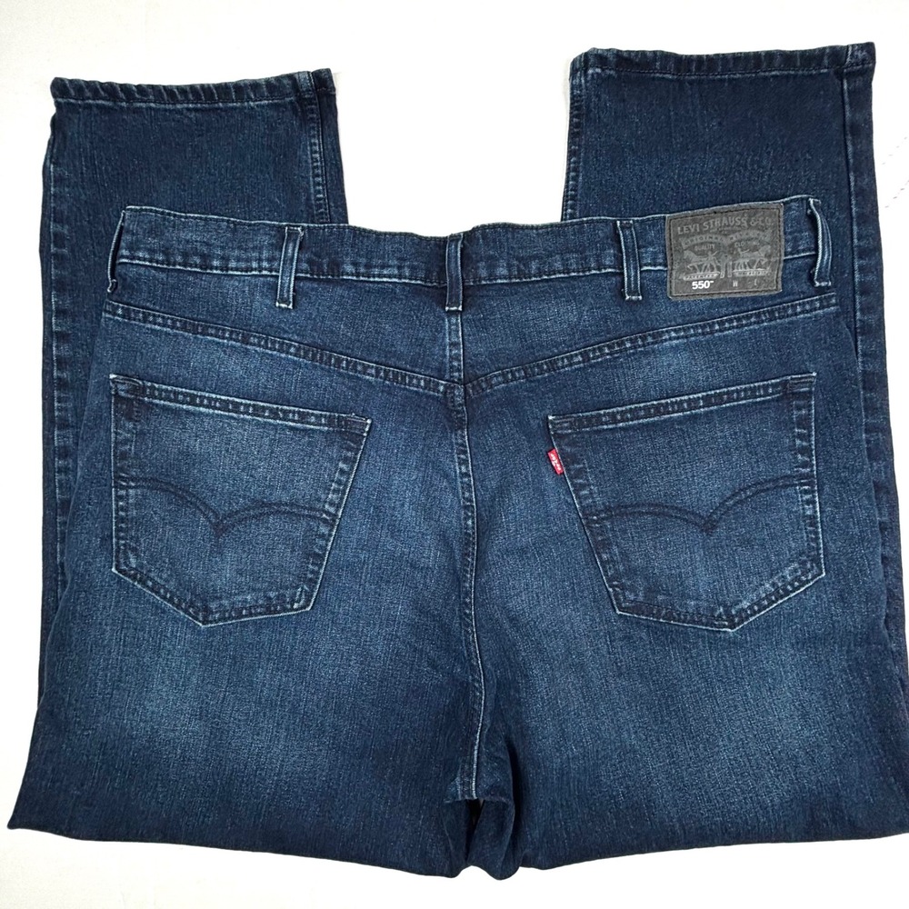 Levi's 550 Relaxed Fit Jeans Mens W44 L30 Blue Dark Denim Loose Fit Tapered EUC